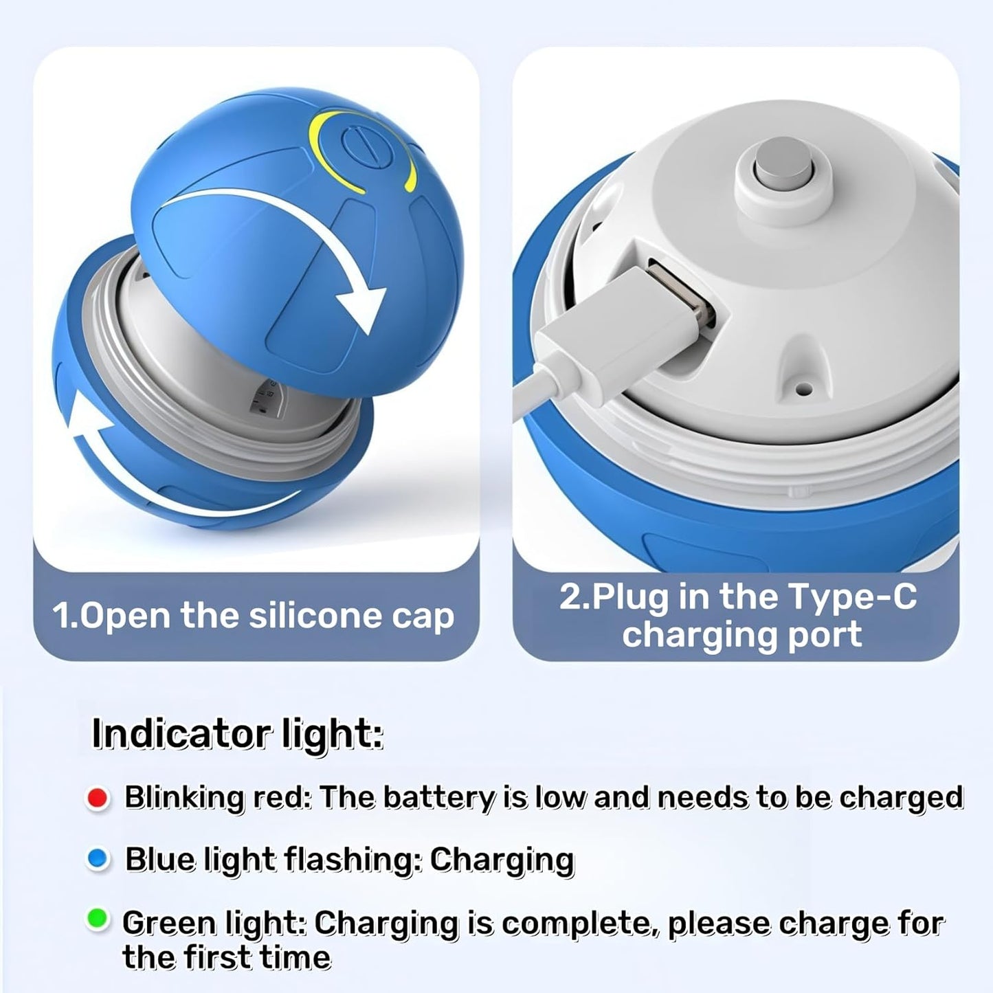 Smart Interactive Dog Toy Ball – USB Rechargeable, Automatic Bouncing & Shaking for Small to Large Dogs (Blue