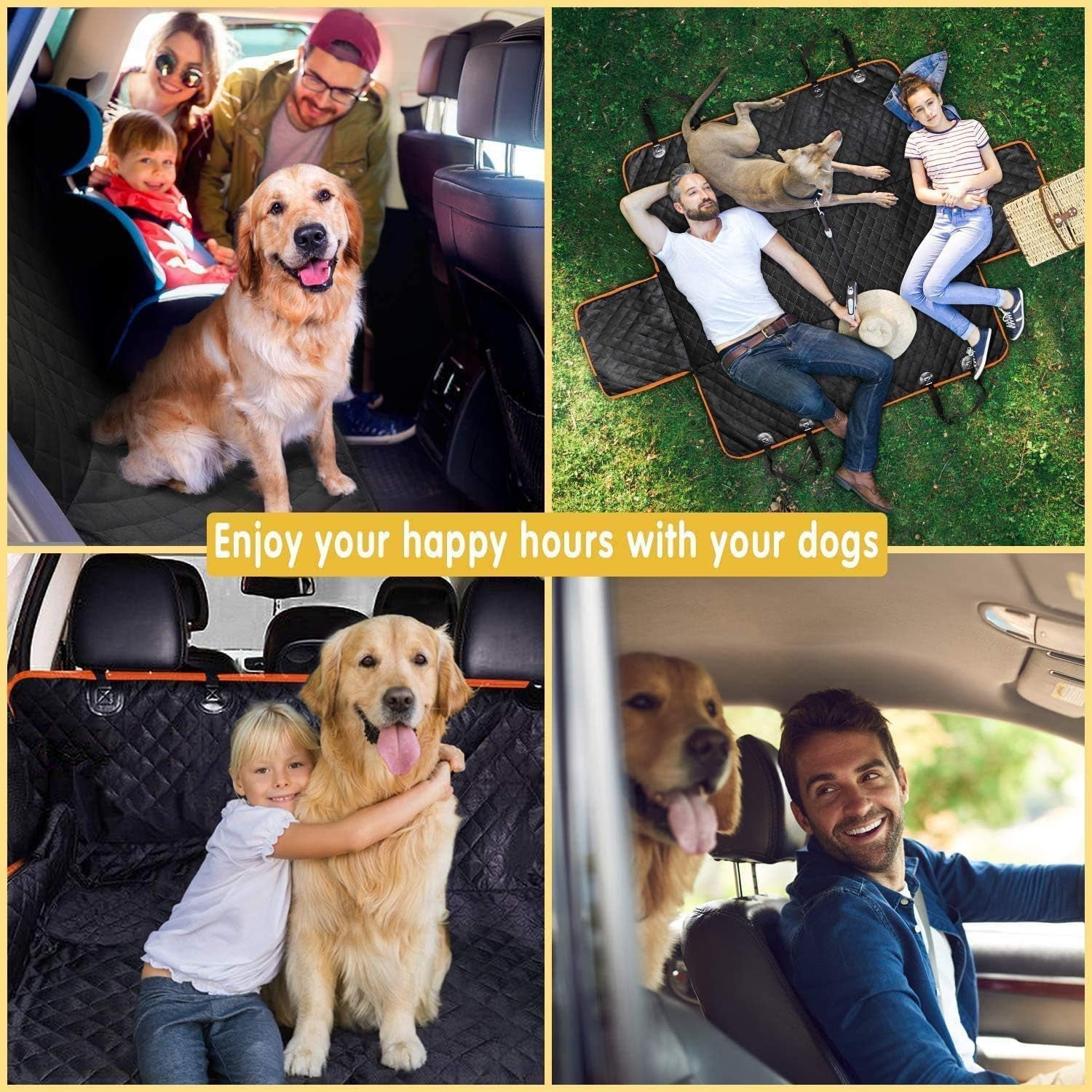 Premium Waterproof Dog Car Hammock with Mesh Window & Seat Belt – Fits Cars, SUVs & Trucks