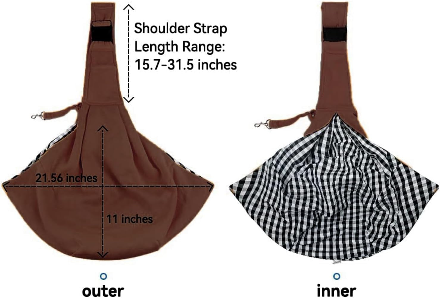 Dog Carrier Sling, Adjustable Cat Carrier Sling Hands Free Reversible Pet Carrier Sling Soft Pouch and Tote Design, Suitable for Outdoor Travel Puppy and Cats for Outdoor Travel (Brown)