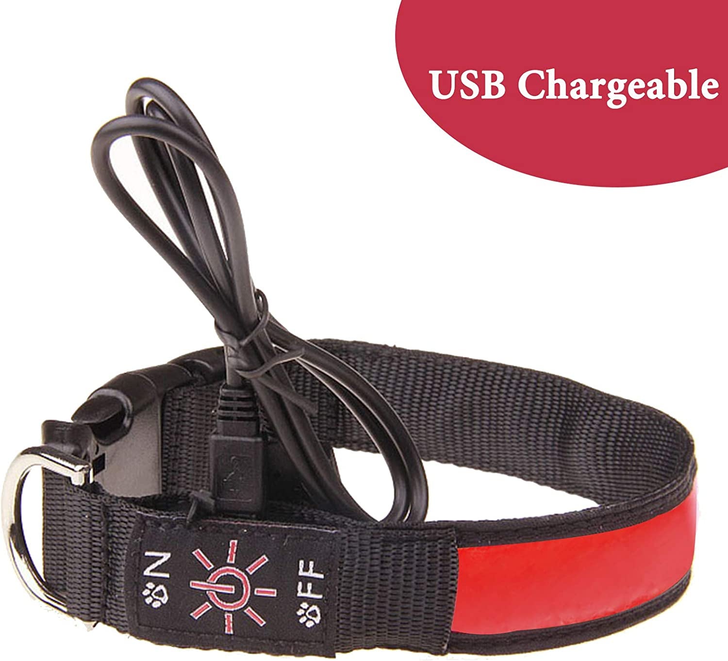 LED Light-Up Dog Collar – USB Rechargeable, Waterproof & 3 Glow Modes for Night Safety