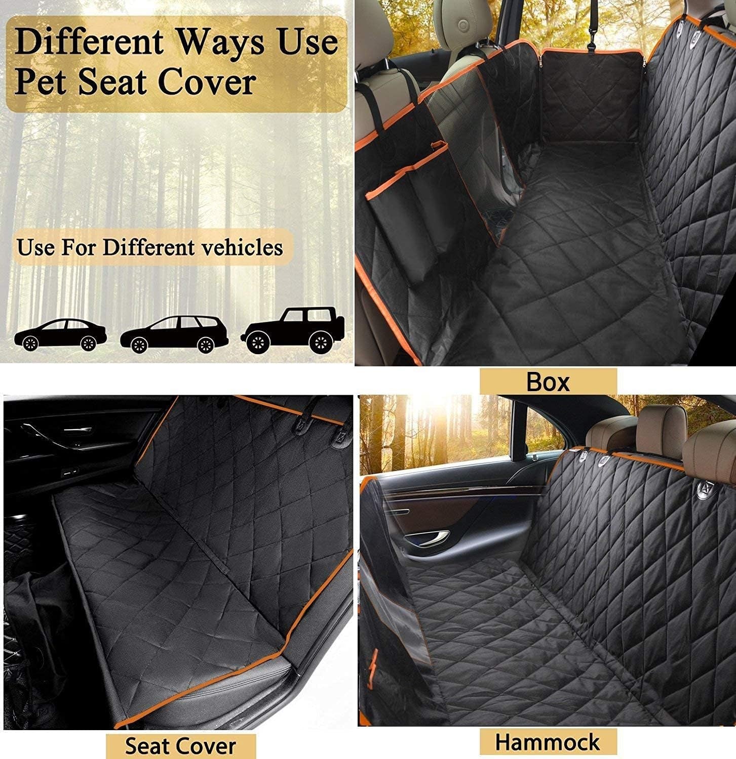 Premium Waterproof Dog Car Hammock with Mesh Window & Seat Belt – Fits Cars, SUVs & Trucks