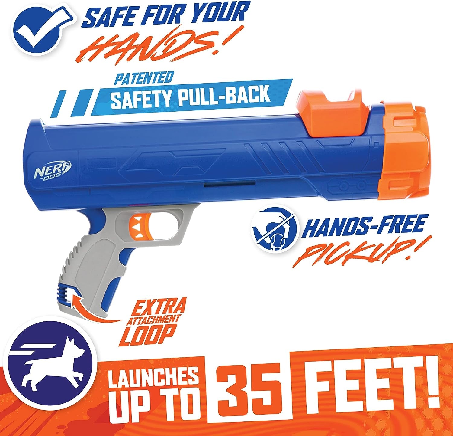12In Blaster W/O Ball Clip 3 2In Squeak Tennis Balls - Opaque Blue/Orange/Gray and Orange and Blue and Green