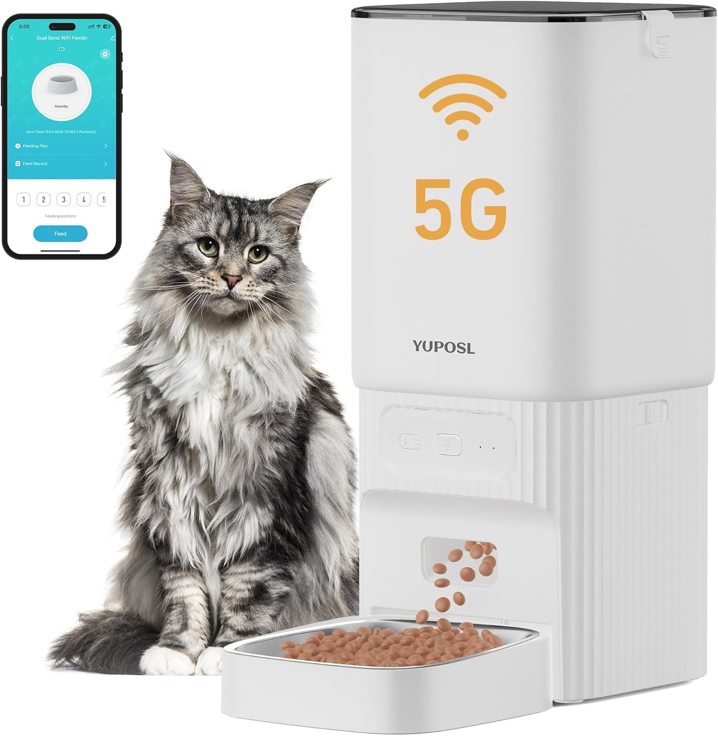 Yuposl 5G WiFi Automatic 7L Dog Feeder