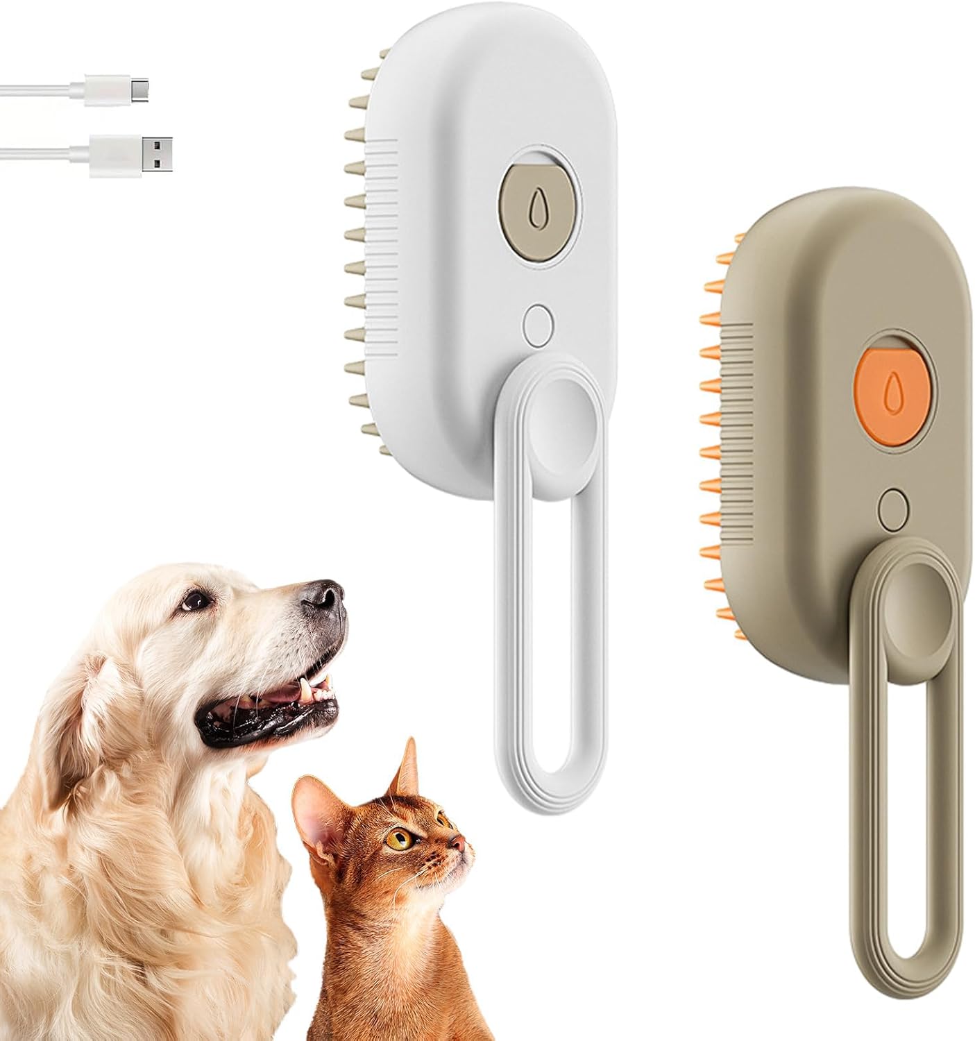 Innovative 3-in-1 Dog/Cat Steam Brush – Patent-Protected Grooming & Detangling Comb for Cats & Dogs - 360 degree rotating arm