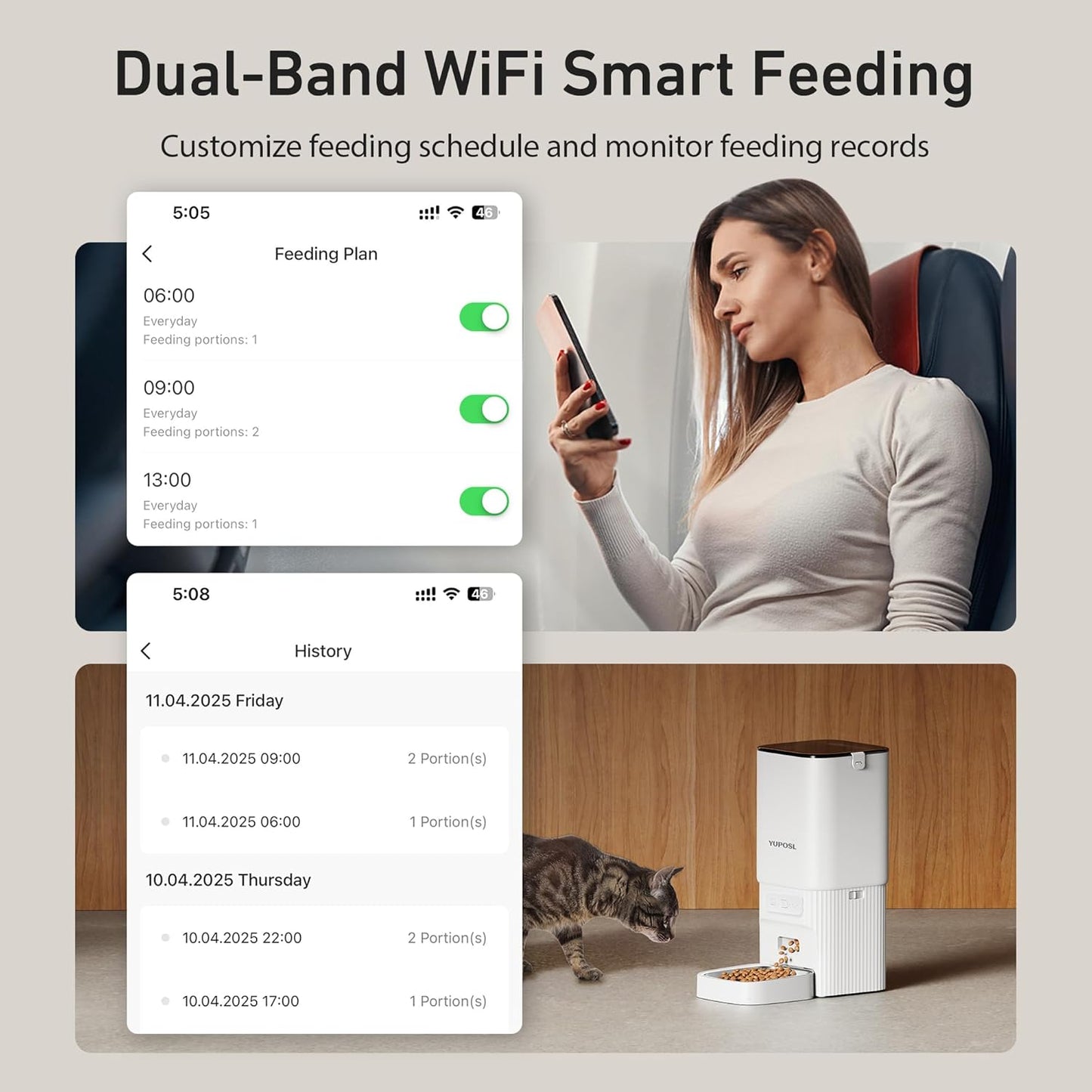 Yuposl 5G WiFi Automatic 7L Dog Feeder