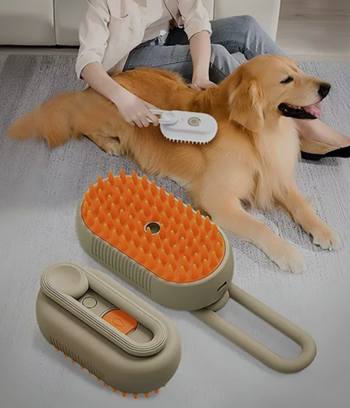 3-in-1 Steam Brush. Grooming & Detangling - 360 degree rotating arm