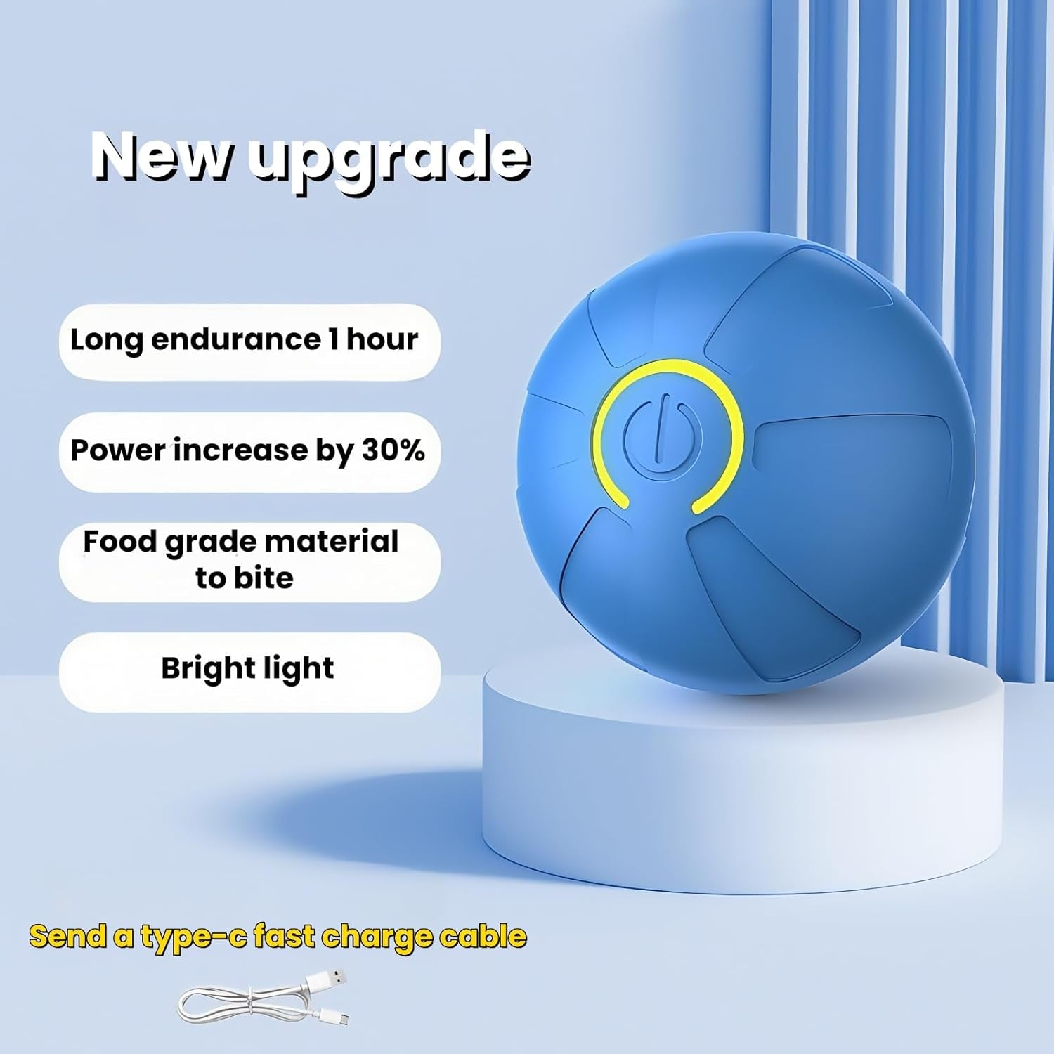 Smart Interactive Dog Toy Ball – USB Rechargeable, Automatic Bouncing & Shaking for Small to Large Dogs (Blue
