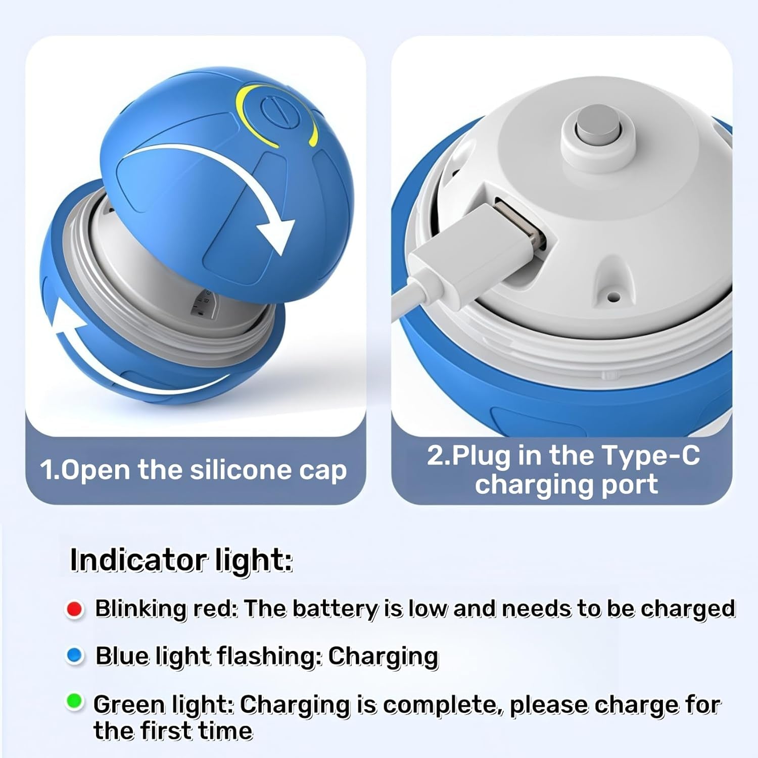 Smart Interactive Dog Toy Ball – USB Rechargeable, Automatic Bouncing & Shaking for Small to Large Dogs (Blue