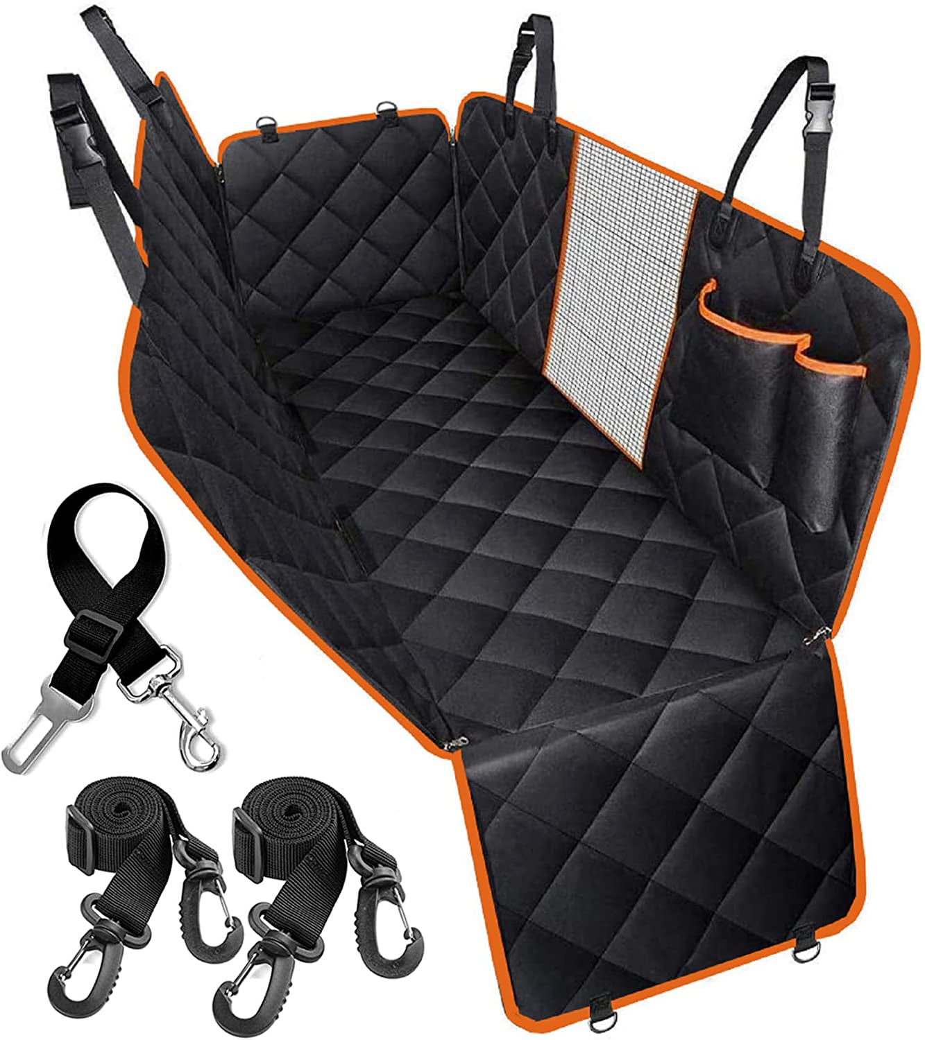 Premium Waterproof Dog Car Hammock with Mesh Window & Seat Belt – Fits Cars, SUVs & Trucks