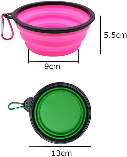 4 Pack Collapsible Dog Bowl, Portable Pet Feeding Watering Dish, Perfect for Walking, Hiking, Traveling, Indoor/Outdoor Use, Black, Green, Blue, Pink