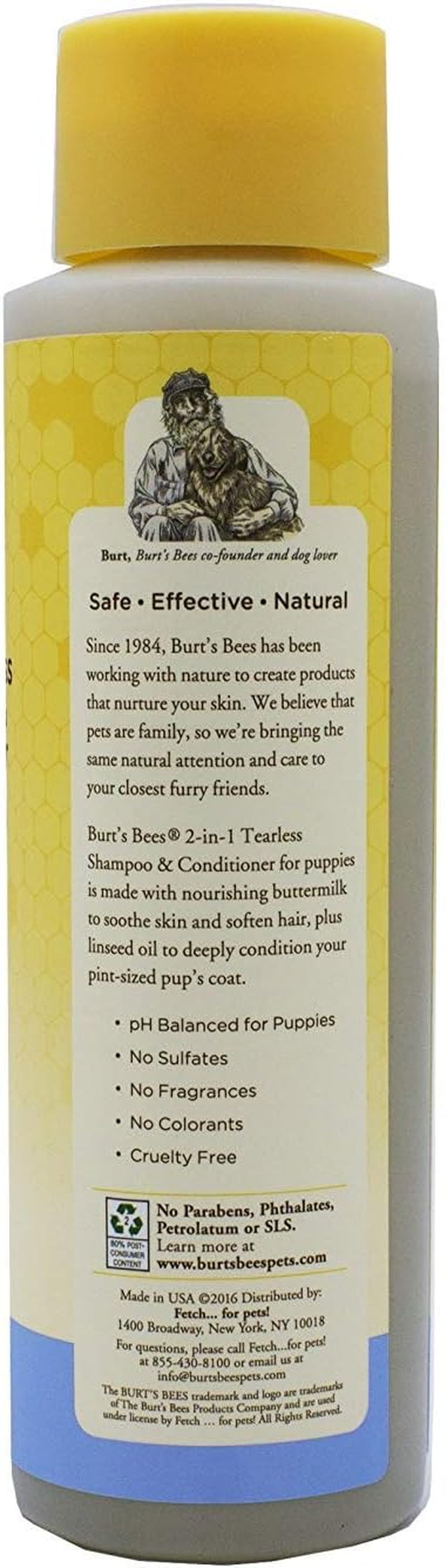 Puppies Natural Tearless 2 in 1 Shampoo and Conditioner | Made with Buttermilk and Linseed Oil | Best Tearless Puppy Shampoo for Gentle Skin and Coat | Made in USA, 16 Oz