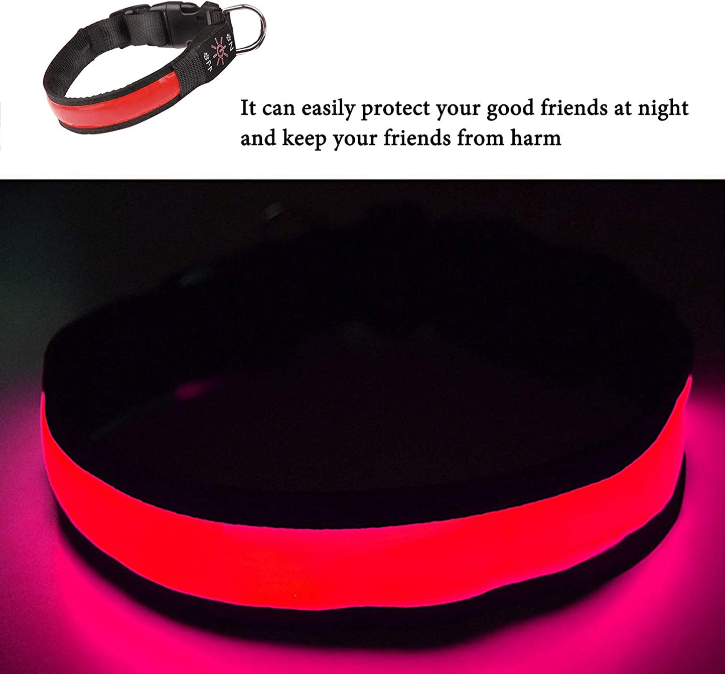 LED Light-Up Dog Collar – USB Rechargeable, Waterproof & 3 Glow Modes for Night Safety