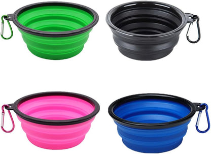 4 Pack Collapsible Dog Bowl, Portable Pet Feeding Watering Dish, Perfect for Walking, Hiking, Traveling, Indoor/Outdoor Use, Black, Green, Blue, Pink